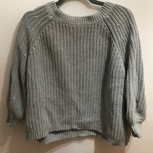 Aerie Balloon Sleeve Grey Cropped Sweater